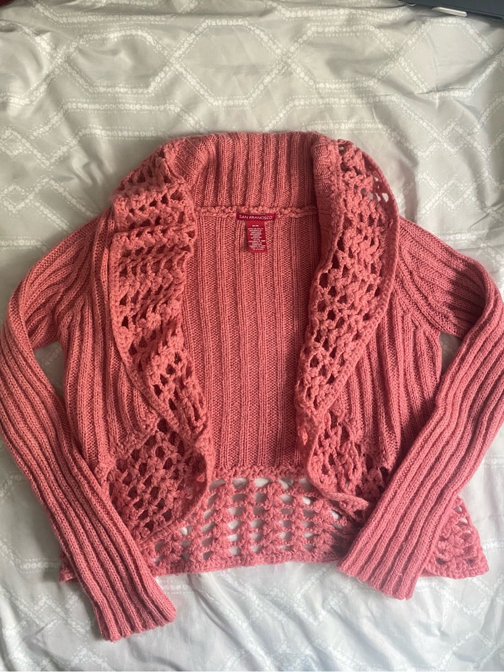 Pink Crochet Cardigan